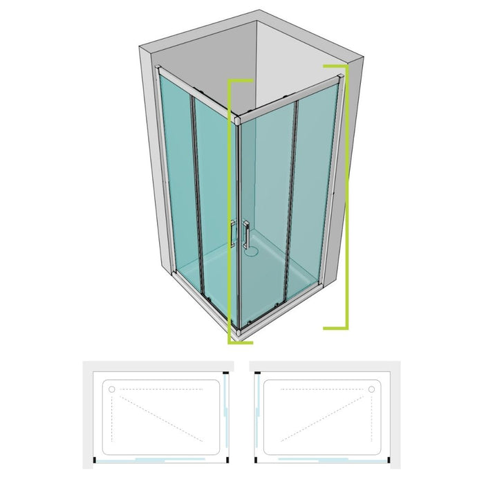 Lato porta box doccia angolare nicchia dafne cristallo 6 mm 140 cm trasparente