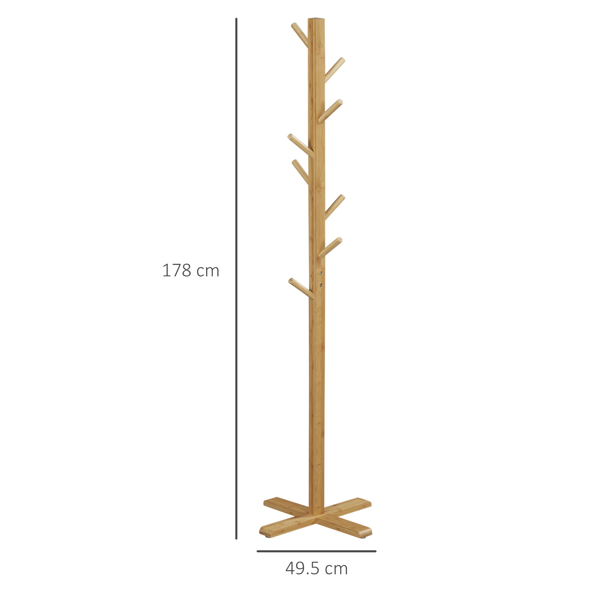 Appendiabiti da Terra 49,5x 49,5x 178 cm in Legno di bambù Naturale