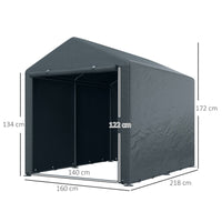 Capanno Box per Attrezzi da Giardino 160x218x172 cm Tenda in PE anti UV e Acciaio Grigio scuso