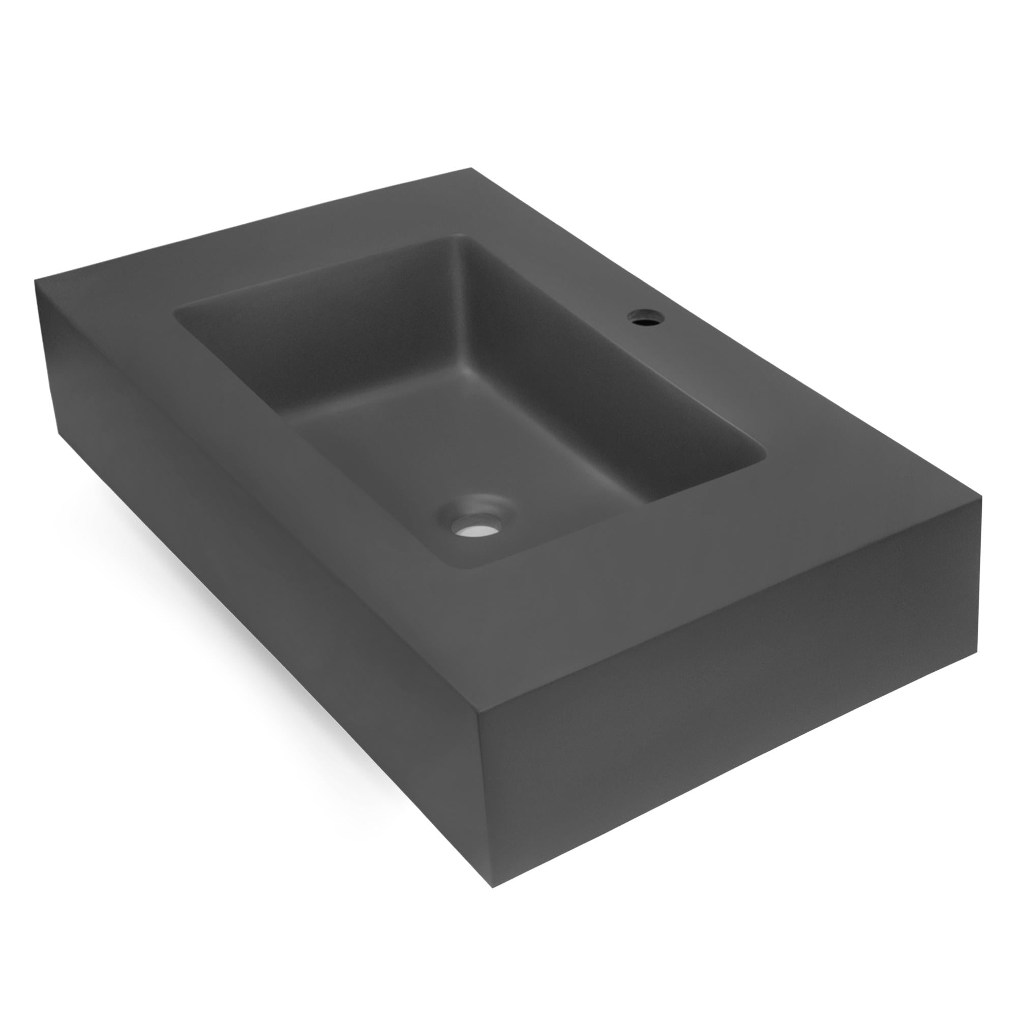 Ogomondo top lavabo sospeso in materiale marmo resina finitura liscia *** misure 90x46x15 cm, tinta antracite, confez...