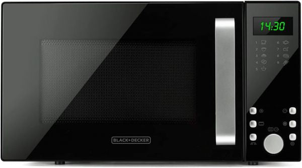 Black+decker bxmz900e, forno a microonde con grill, 23l, 900w di potenza, 1000w grill, 5 livelli di potenza, funzione grill, scongelamento, timer 95min, menu automatico 9 rcette, 2 funzioni combinate