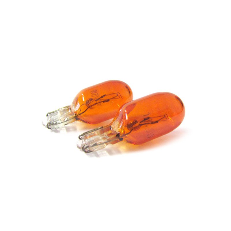 Blister 2 Lampade Alogena T10 WY5W 12V 5W Amber Arancione Zoccolo Vetro W2,1x9,5d