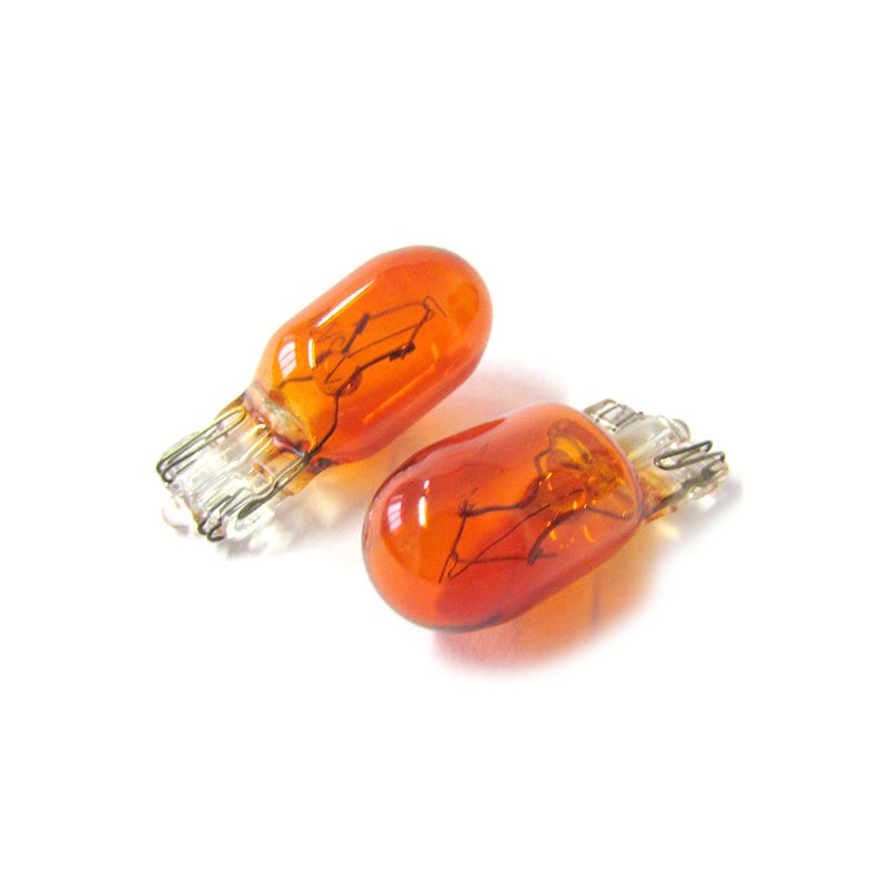 Blister 2 Lampade Alogena T10 WY5W 12V 5W Amber Arancione Zoccolo Vetro W2,1x9,5d