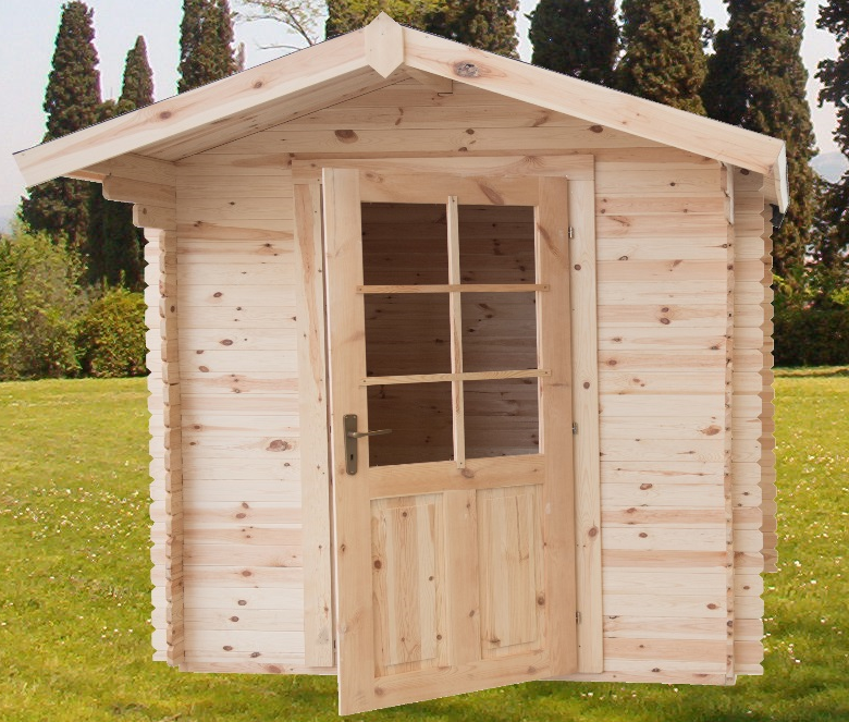 Casetta Ricovero Attrezzi da Giardino in Legno Sistema Block House, Doghe Spessore 28 mm BLOCK2x2/28