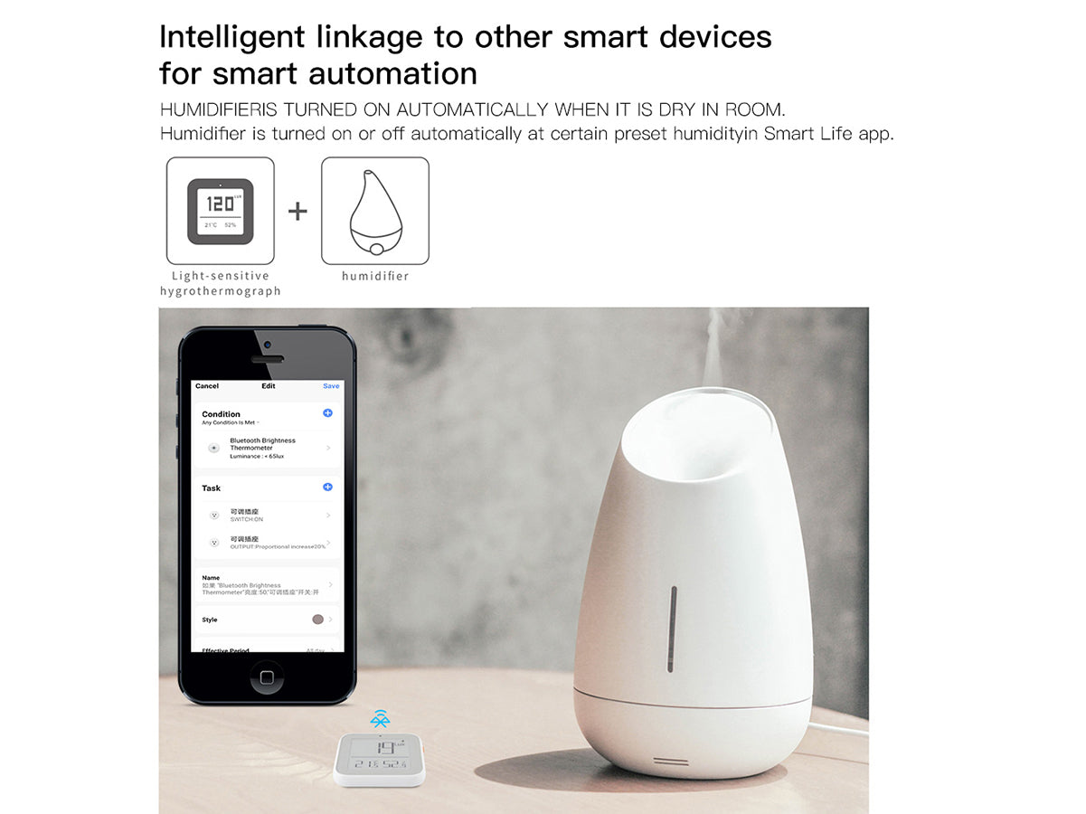 Bluetooth BLE Mesh Sensore Di Temperatura Umidita e Luce 3 In 1 APP Tuya Piccolo Quadrato