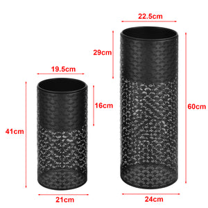 Set di 2 Portavasi in Metallo a Forma di Cilindro Supporto per Piante  con Coprivaso in 2 Misure e Altezze Diverse -