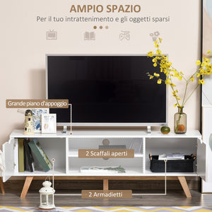 Mobile TV fino a 65” 150x39x50 cm in Truciolato e MDF Bianco