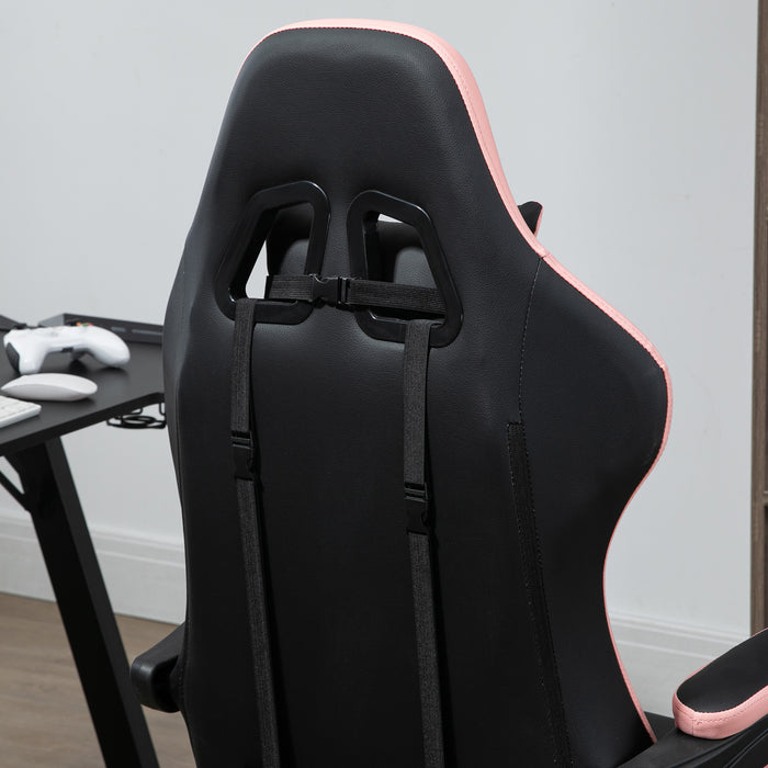 Sedia da Gaming Ergonomica 65x65x121-129 cm in Similpelle Rosa e Nero