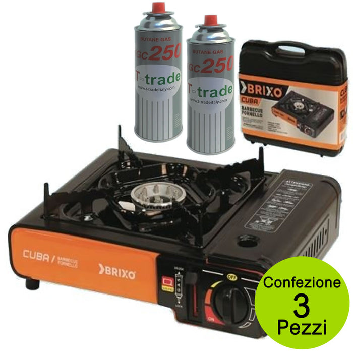 Multipack 2 bombole gas pià¹ fornello barbecue brixo modello cuba jy-500a