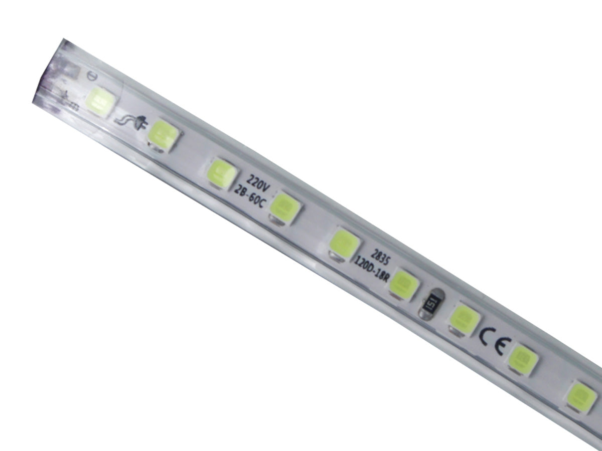 Bobina 100M Striscia Led 220V Bianco Caldo 3000K IP65 Passo 10mm 7W/M 700LM/W Tagliabile 100cm 120 smd 2835/m