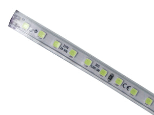 Bobina 100M Striscia Led 220V Bianco Caldo 3000K IP65 Passo 10mm 7W/M 700LM/W Tagliabile 100cm 120 smd 2835/m