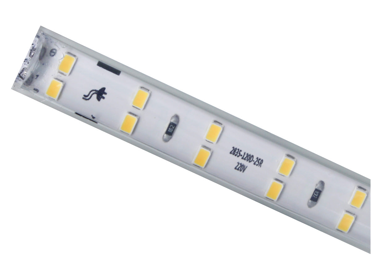 Bobina 100M Striscia Led 220V Bianco Caldo 3000K IP65 Passo 12mm 12W/M 1300LM/W Tagliabile 20cm Doppia Fila 120 smd 2835/m