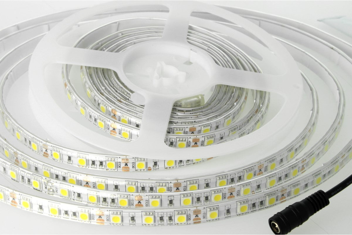 Bobina Led 300 SMD 5050 12V 10,8W/M Neutro 4000K IP65 Impermeabile 5 Metri Unguente Di Silicone Incluso SKU-212150