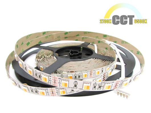 Bobina Striscia Strip Led CCT 300 SMD 5050 WWR 12V Bianco Caldo Neutro Freddo Tutto In Uno Da 2700K A 10000K 5 Metri IP20