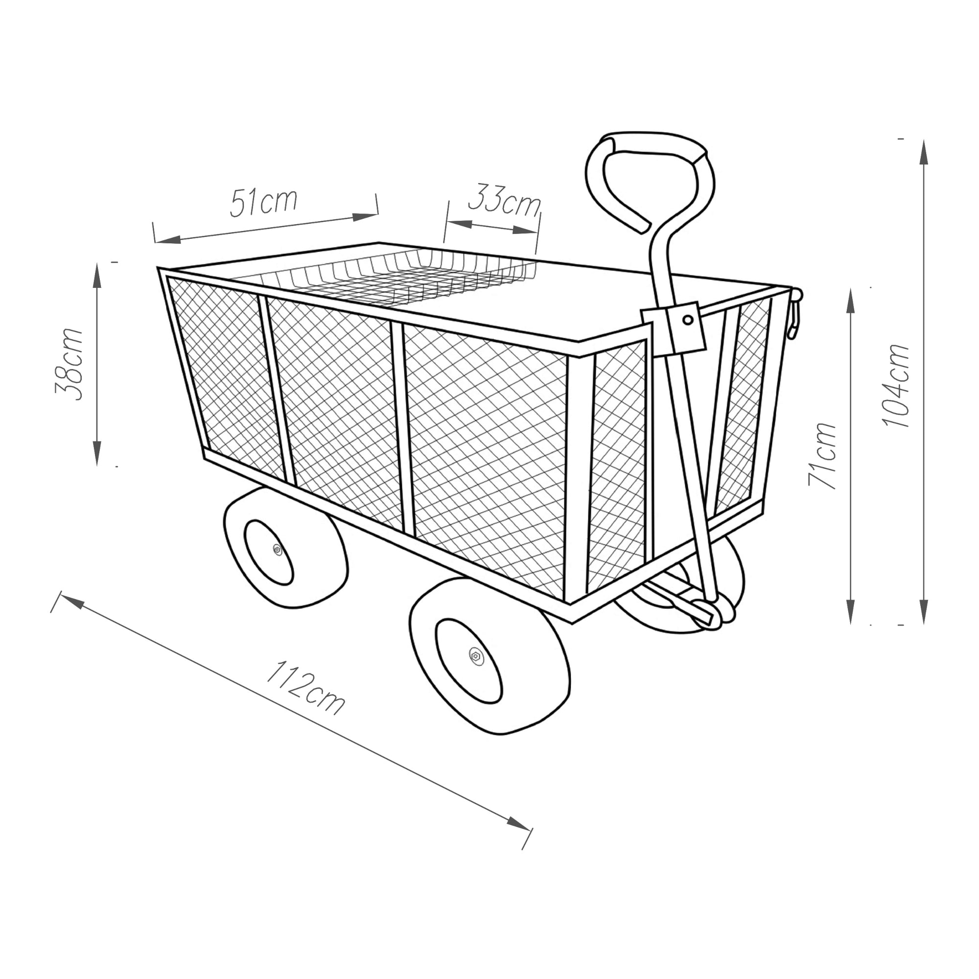 Carrello a Mano Corropoli Vagone da Trasporto max 550 kg Nero pro.tec