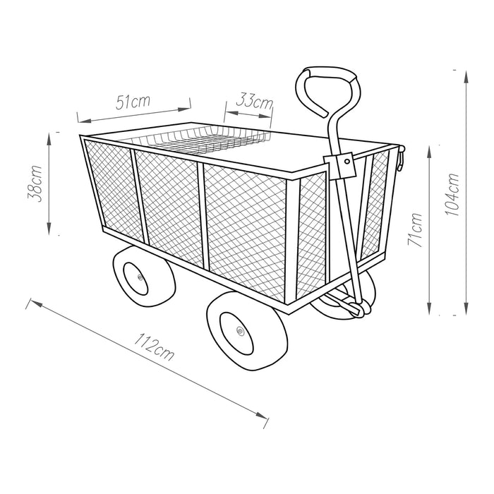 Carrello a Mano Corropoli Vagone da Trasporto max 550 kg Nero pro.tec