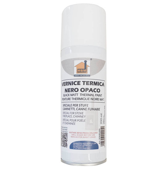 Bomboletta vernice spray NERO OPACO alta temperatura 200 ml. stufa caminetto canna fumaria