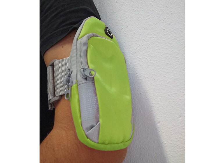 Borsa da Braccio Sportiva Sacchetto Bracciale Porta Cellulare Con Uscita Cavo Auricolari Colore Verde