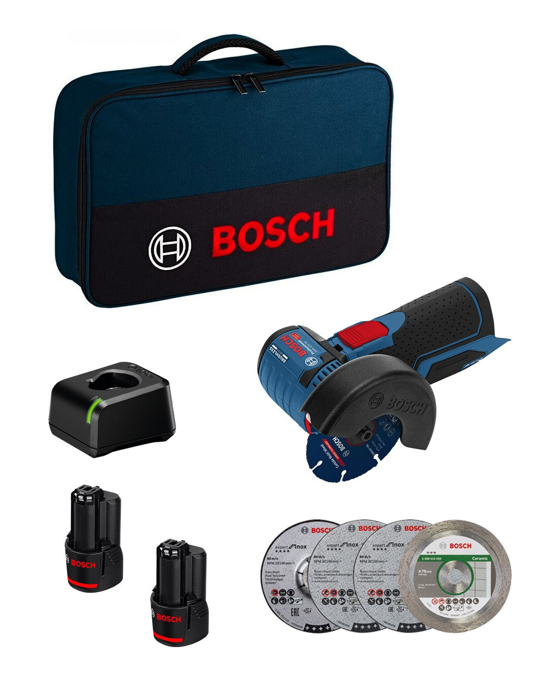 Bosch  gws 12v-76 smerigliatrice angolare blu 3165140999564