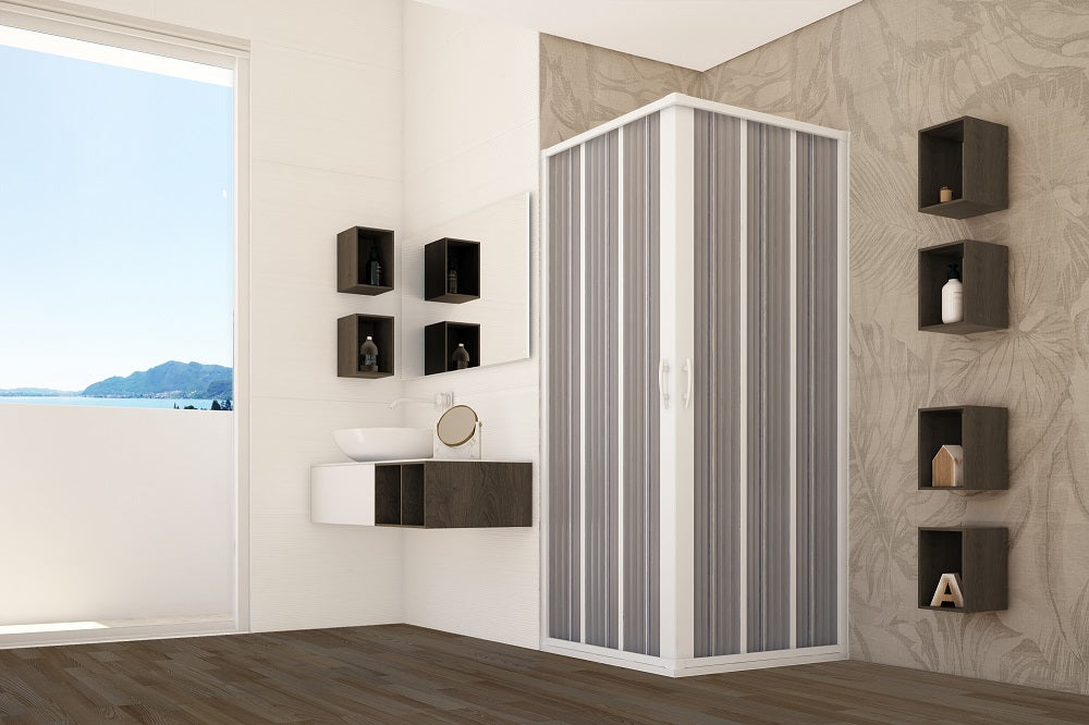 Box doccia apertura centrale a pacchetto pvc bianco h.185cm MITE 80-60x80-60cm