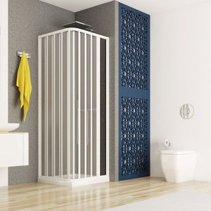 Box doccia due lati apertura laterale a soffietto, pvc bianco h185cm Platra Merne Bianco,90x90 cm