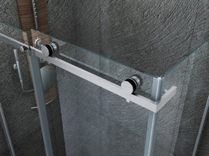 Box doccia scorrevole con anta fissa in cristallo 8mm H.195cm FLUIDA 90x140 cm,Flacone anticalcare incluso