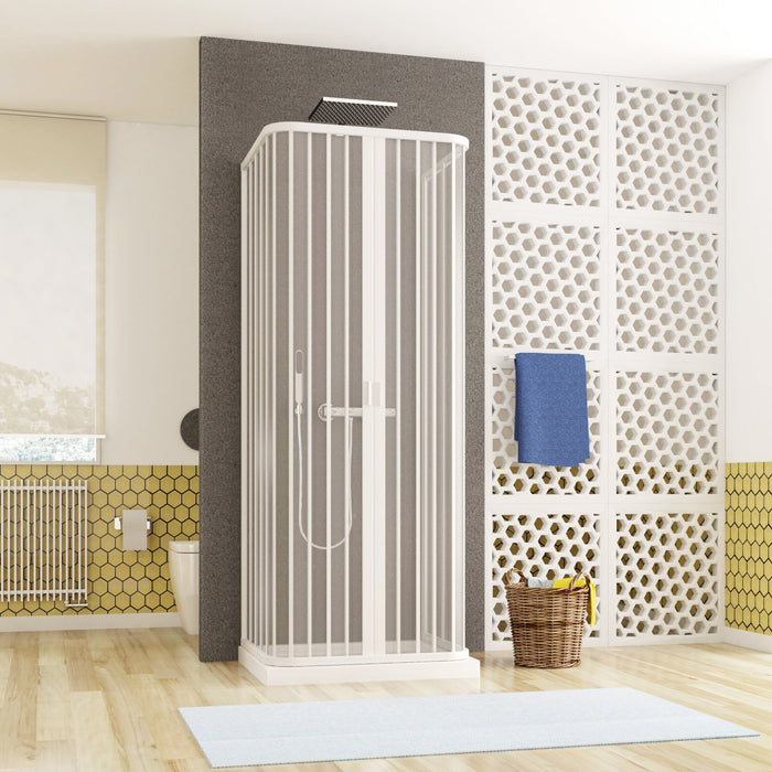 Box doccia tre lati soffietto, ingresso centrale pvc bianco h185cm Platra Retty Bianco,70x100x70 cm