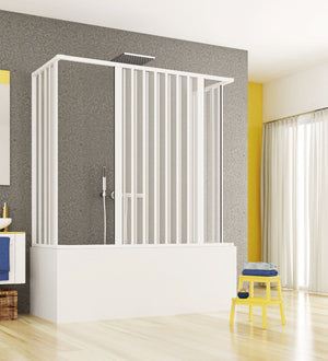 Box vasca tre lati apertura bilaterale a soffietto, pvc bianco h150cm Platra Nyohi Bianco,70x140x70 cm