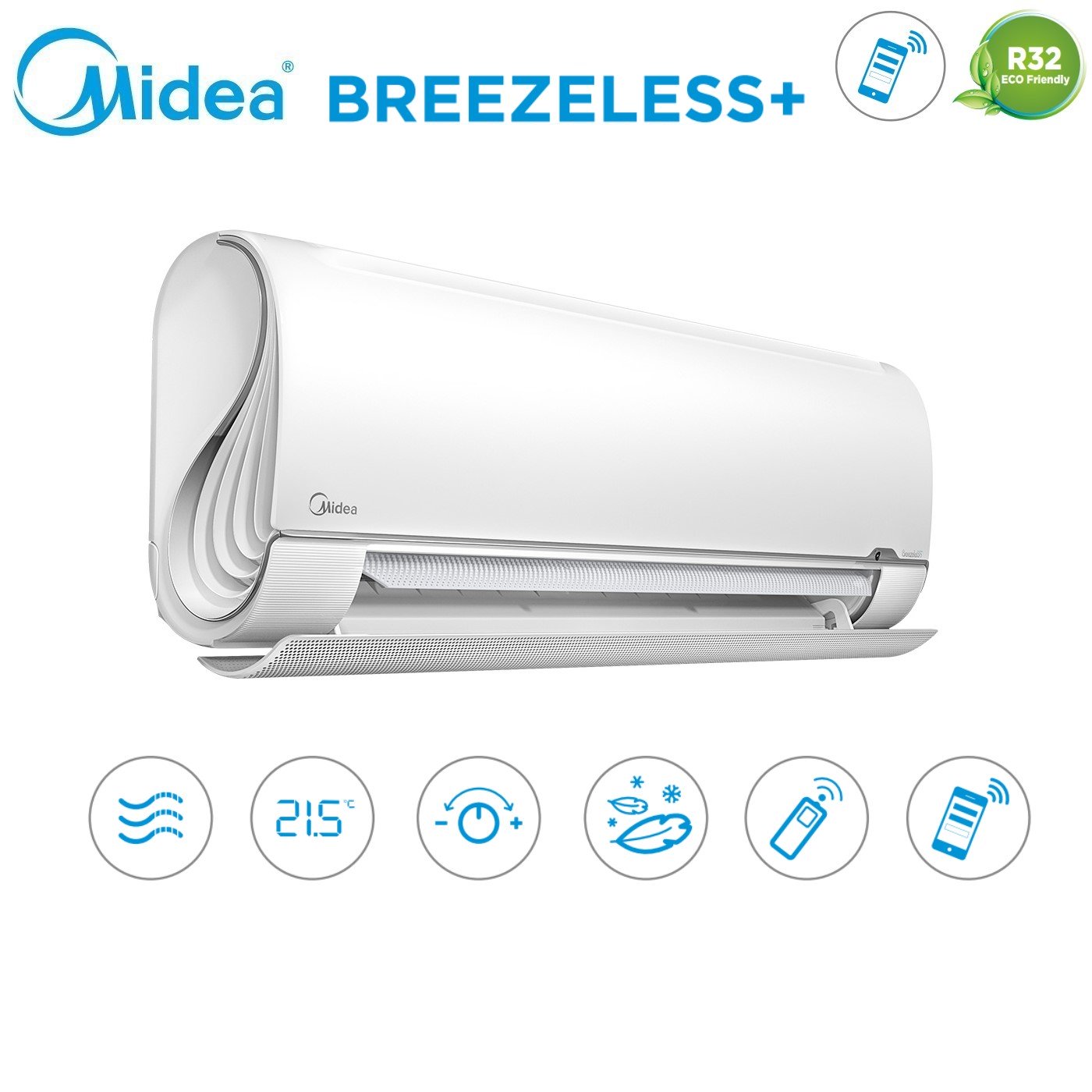 Climatizzatore Condizionatore Midea Penta Split Inverter serie BreezeleSS+ 9+12+12+12+12 con M5O-42FN8-Q R-32 Wi-Fi Integrato 9000+12000+12000+12000+12000 - Novità