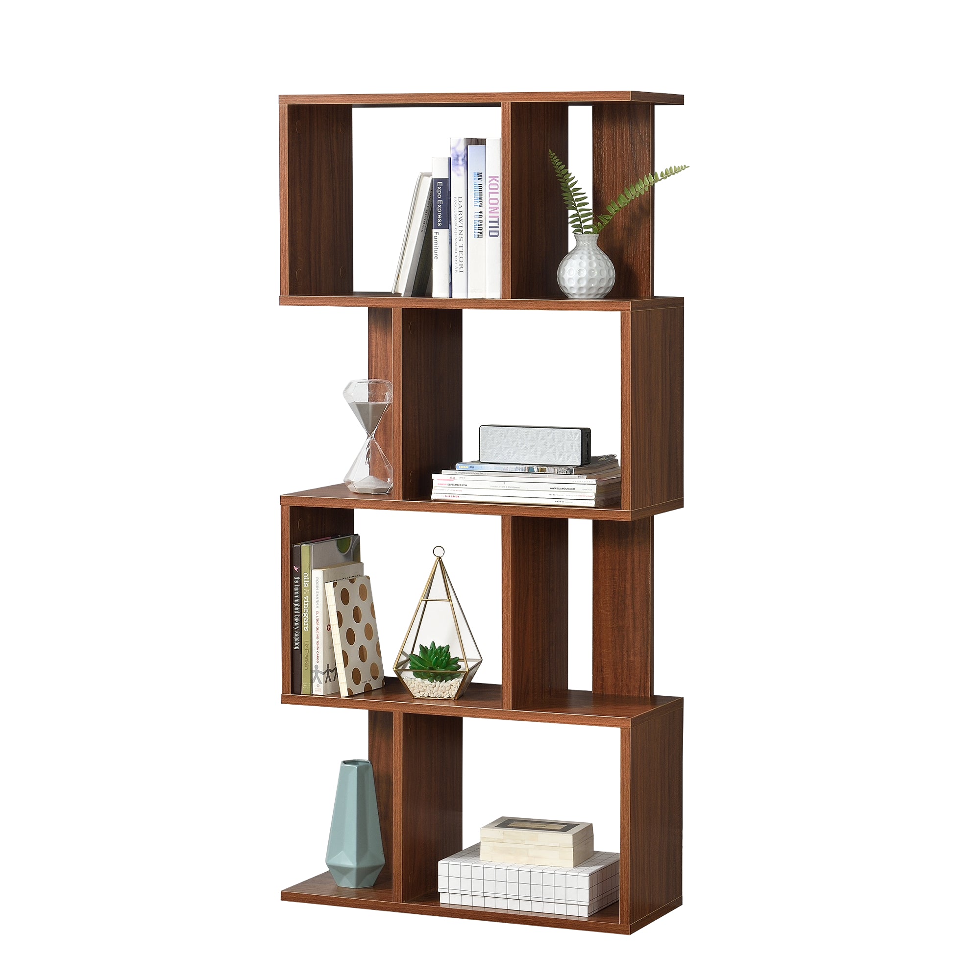 Libreria Brattahlid Scaffale da Terra 130x60x24 cm Effetto Noce [en.casa]