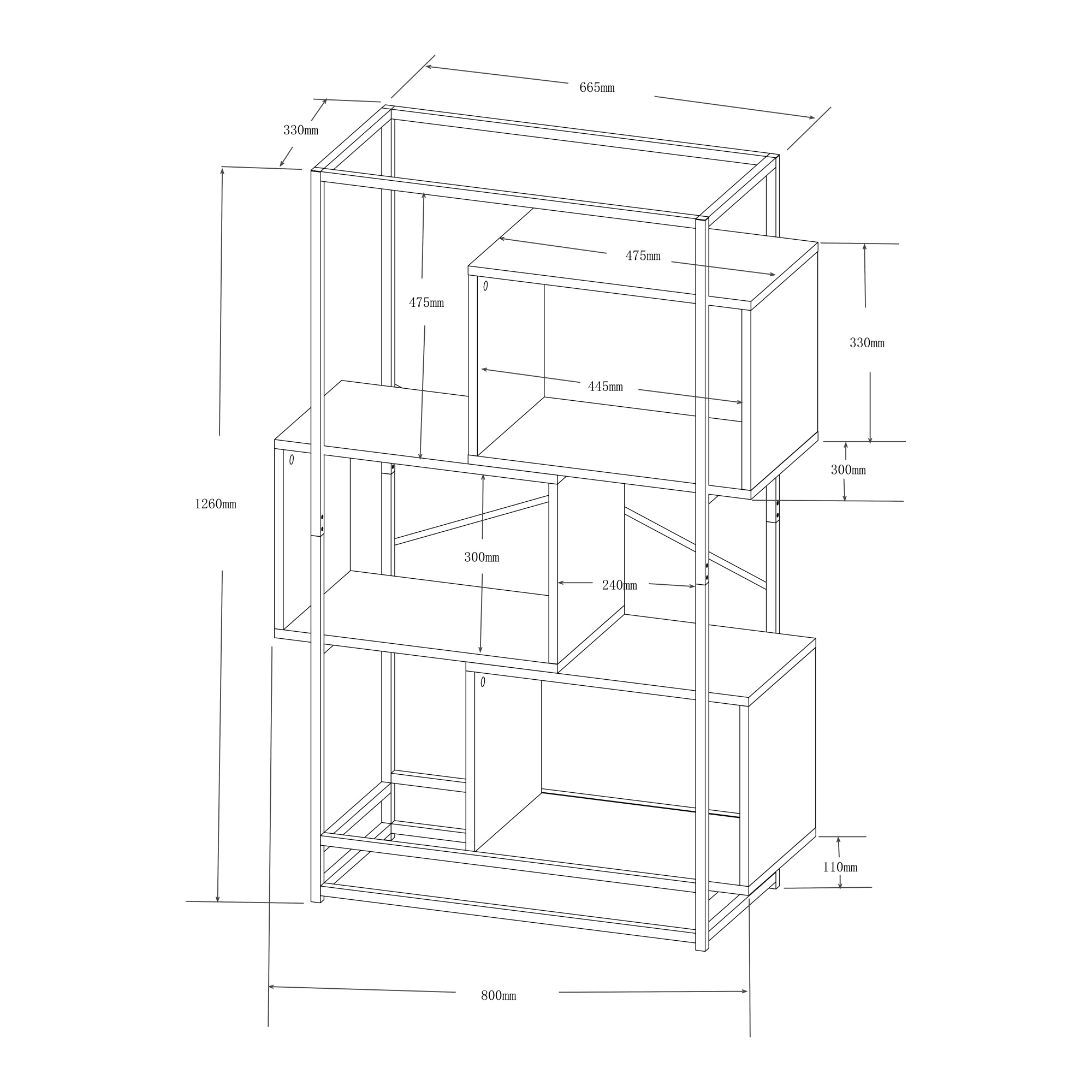 Libreria Rennebu con 3 Scomparti Aperti - Effetto Rovere / Nero [en.casa]