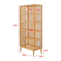 Scaffale da Terra con 5 Scomparti Semiaperti a Doghe Libreria Moderna 185 x 80 x 45 cm in Bambù color Naturale Mobile