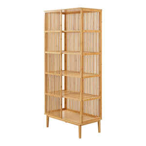 Scaffale da Terra con 5 Scomparti Semiaperti a Doghe Libreria Moderna 185 x 80 x 45 cm in Bambù color Naturale Mobile