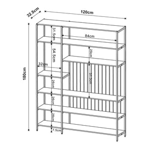 Scaffale da Terra Rà¦lingen Libreria con Ripiani Aperti 180x120x33 cm Nero [en.casa]