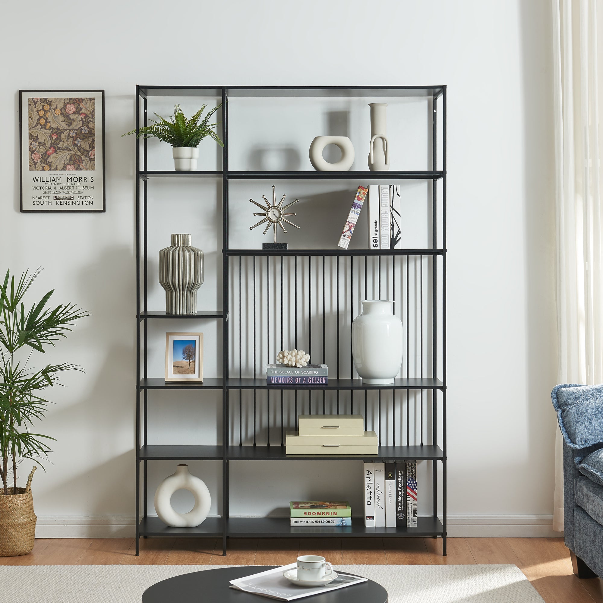 Scaffale da Terra Rà¦lingen Libreria con Ripiani Aperti 180x120x33 cm Nero [en.casa]