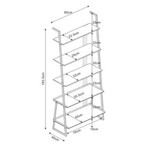 Scaffale a Scala Storfjord con 5 Ripiani 183,5 x 80 x 40 cm - Nero [en.casa]