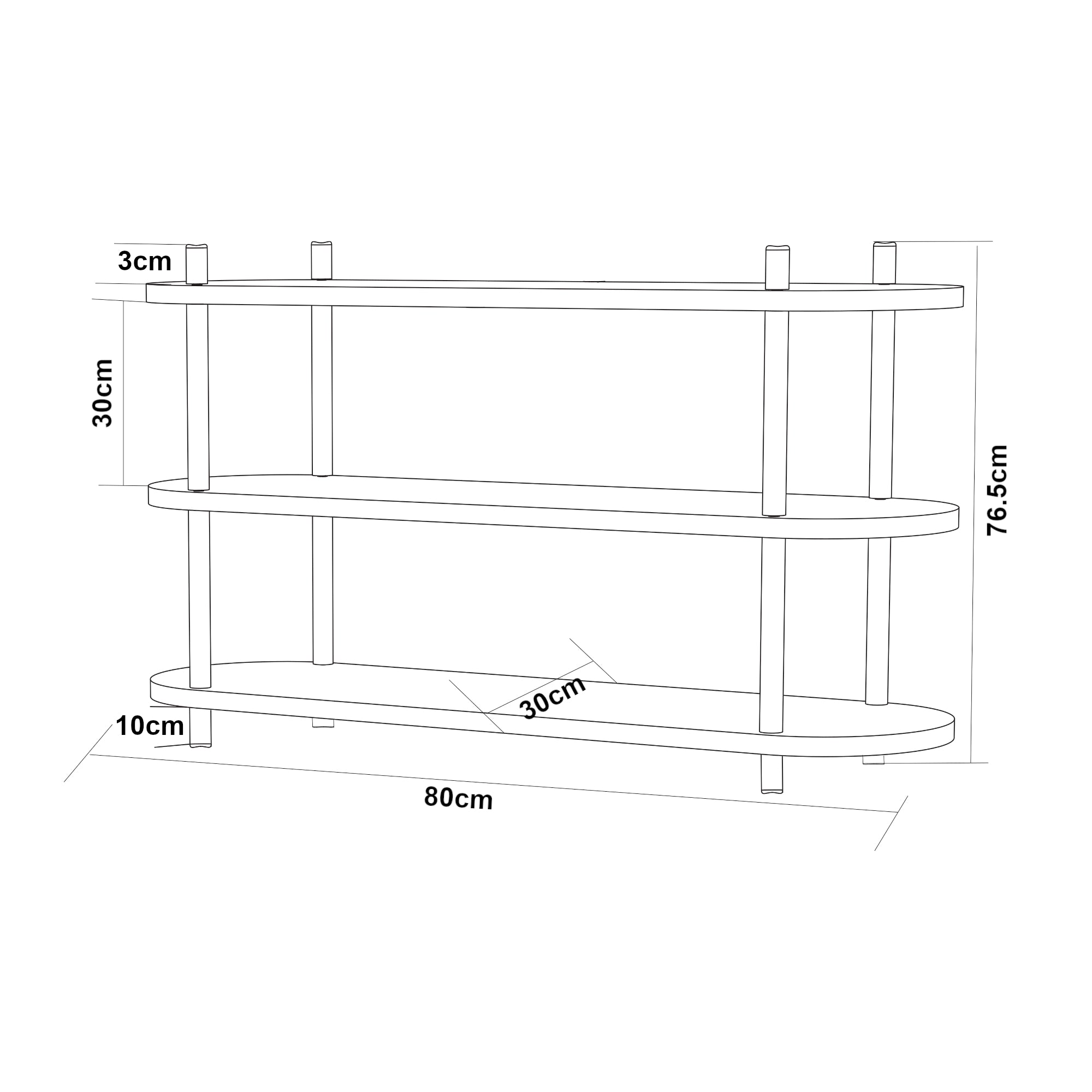 Scaffale da Terra ⌀vre Libreria con 3 Ripiani - Bianco [en.casa]