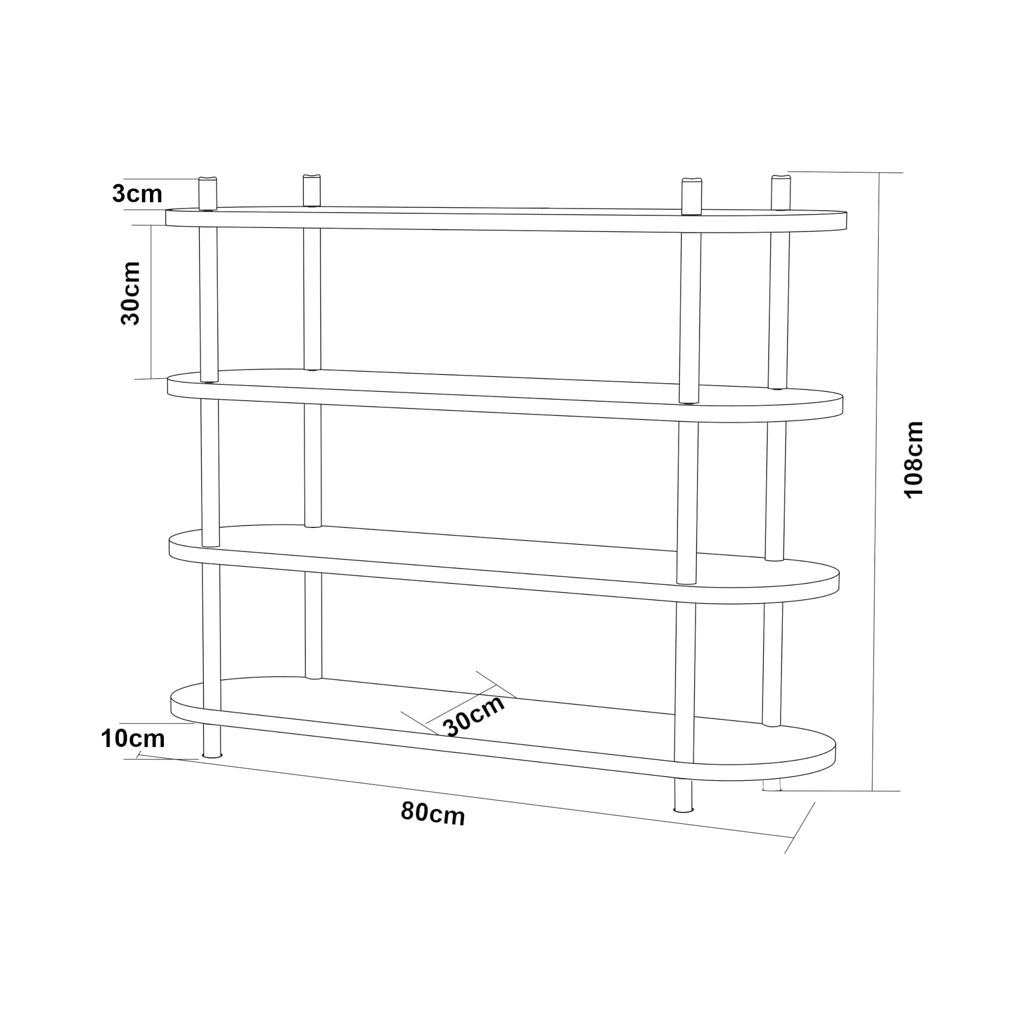 Scaffale da Terra ⌀vre Libreria con 4 Ripiani - Nero [en.casa]