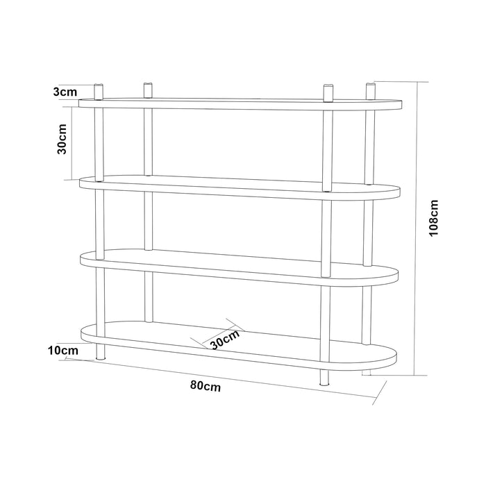 Scaffale da Terra ⌀vre Libreria con 4 Ripiani - Nero [en.casa]