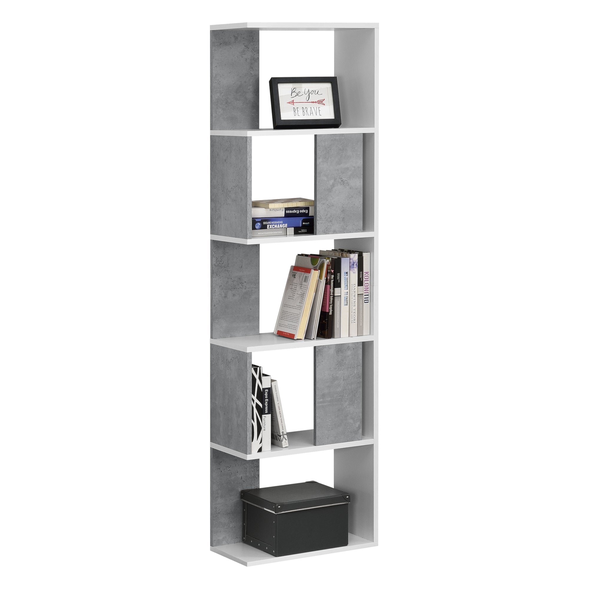 Libreria a 5 Ripiani 159 x 45 x 23,5 cm Scaffale in Design Moderno Mobile Portaoggetti per Soggiorno - Colore Bianco e