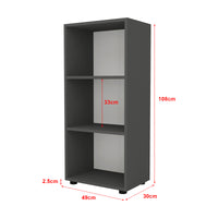 Libreria 'Vara' Altezza: 108 cm Scaffale a Terra con 3 Scomparti Aperti - Antracite [en.casa]