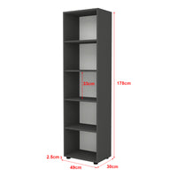 Libreria 'Vara' Altezza: 178 cm Scaffale a Terra con 5 Scomparti Aperti - Antracite [en.casa]