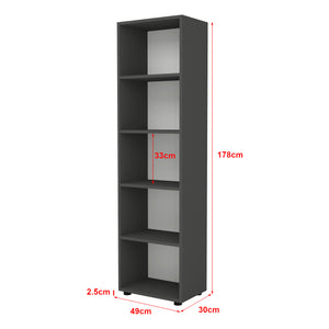 Libreria 'Vara' Altezza: 178 cm Scaffale a Terra con 5 Scomparti Aperti - Antracite [en.casa]