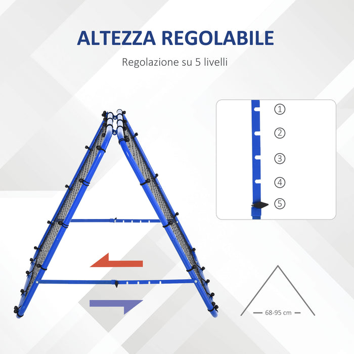 Rete Rimbalzo da Calcio Pieghevole 100x95x90 cm con Angolo Regolabile e Picchetti Blu