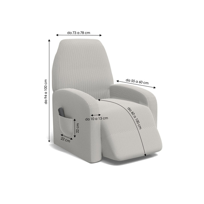 Copripoltrona Reclinabile Elasticizzato Taglia Unica con Tasca Laterale Marrone