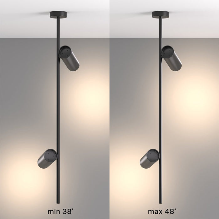 Lampadario A Sospensione Moderno Elti Alluminio Nero 2 Luci Gu10 50W