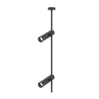 Lampadario A Sospensione Moderno Elti Alluminio Nero 2 Luci Gu10 50W