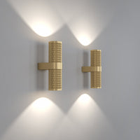 Applique Da Parete Moderno Focus Design Alluminio Oro 2 Luci Gu10 7W