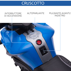 Moto Elettrica per Bambini 6V con Fari e Clacson Blu