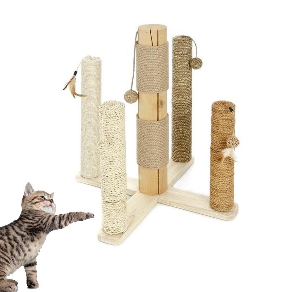 Tiragraffi per gatto natura cinque alberi in corda sisal natural altezza 63 cm